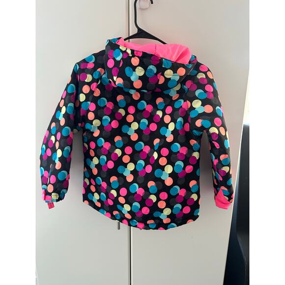 Children's Place 1989 Polka Dot Puffy Jacket Girls Small 5/6 Mitten Straps - Picture 2 of 6